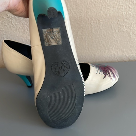 Tuk peacock cream and teal colored heels Sz 11 - Picture 8 of 9